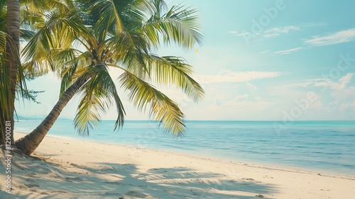 Tranquil beach scene Exotic tropical beach landscape for background or wallpaper Design of summer vacation holiday concept   Generative AI