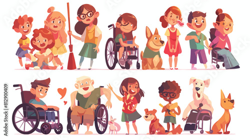 Group of disabled children cartoon vector illustrat