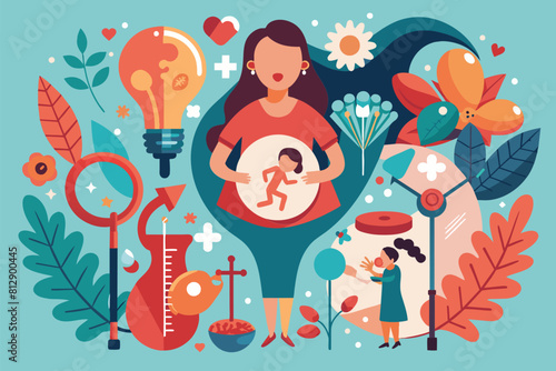 A woman cradles a baby in her arms in this straightforward photo, Abortion Customizable Disproportionate Illustration