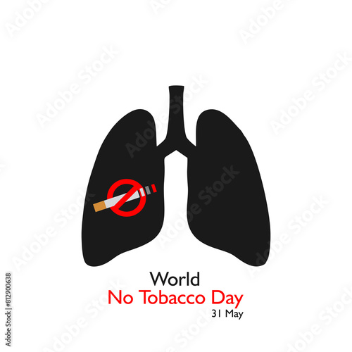 World No Tobacco Day 31st May Post design. Design template of world no tobacco day with lungs, ciggarette and boycott symbol. Editable EPS file.