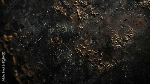 Aged grunge background Paper scratched texture Rusty wrinkles dust on black surface : Generative AI