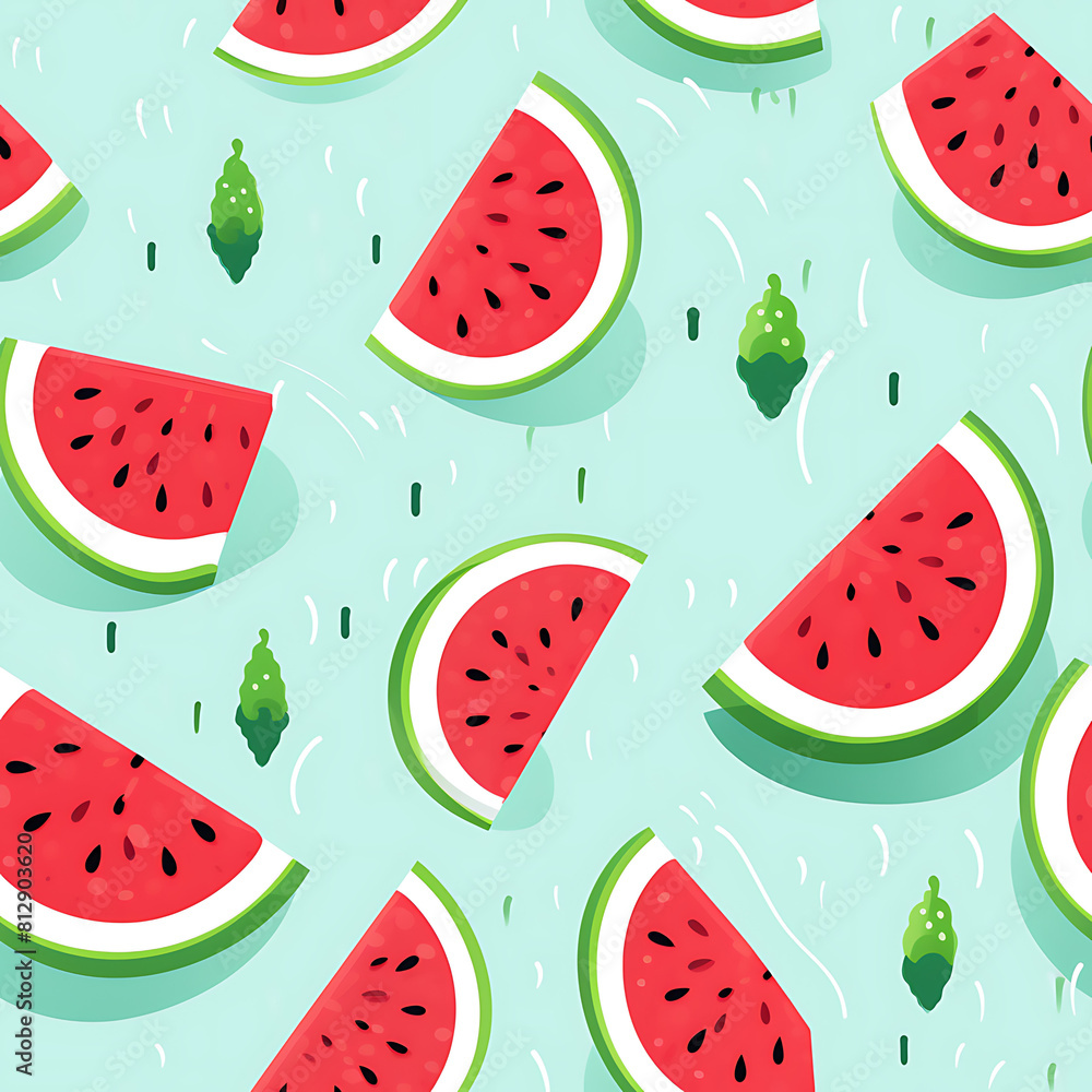 Watermelon seamless pattern, the beauty of design for many different graphic works. Watermelon seamless pattern, the beauty of design for many different graphic works.