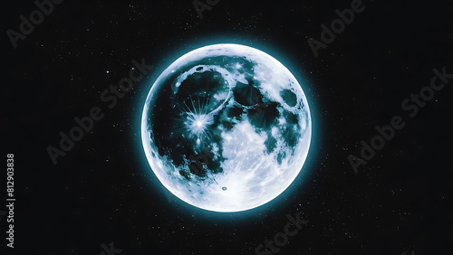 glowing full moon on the dark black background, AI Generative