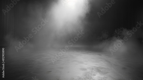 A dark room with a lot of smoke and a foggy atmosphere