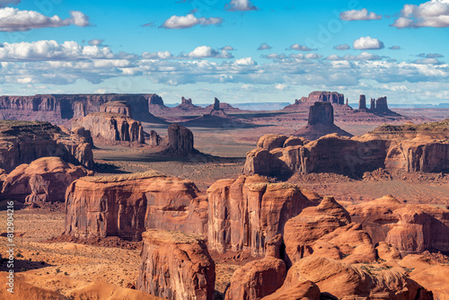 Remote Hunts Mesa in Monument Valley is the famous and classic backdrop used in many old western movies.