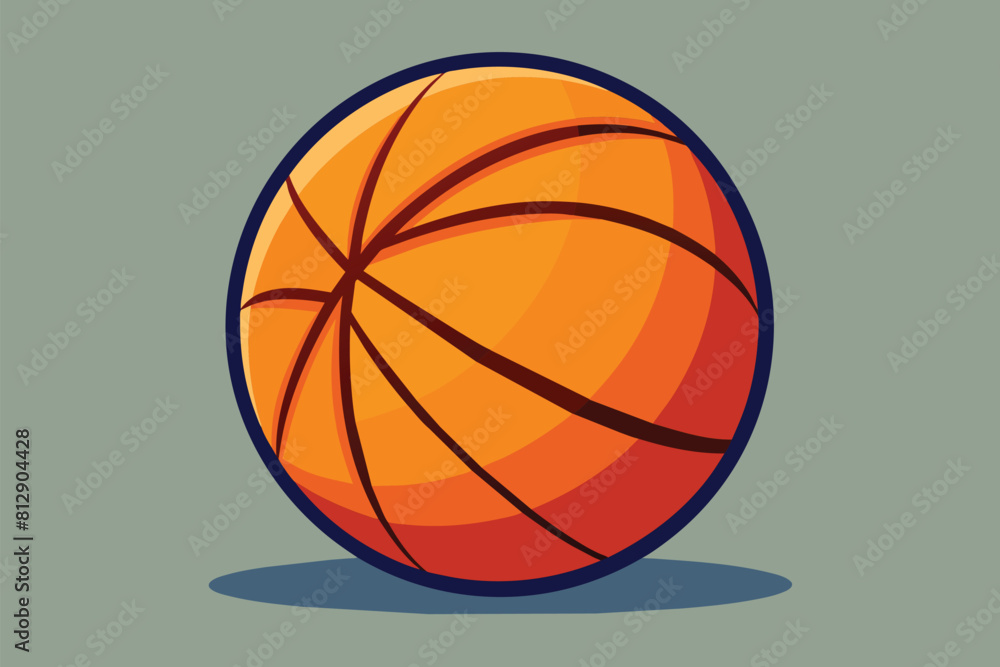 Basketball ball casting shadow against a gray backdrop, Basketball ball Customizable Semi Flat Illustration Basketball ball casting shadow against a gray backdrop, Basketball ball Customizable Semi Flat Illustration