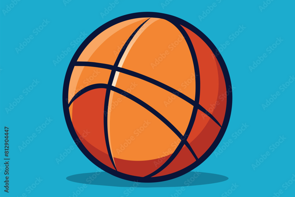 Customize semi-flat illustration of a basketball ball against a vibrant blue background, Basketball ball Customizable Semi Flat Illustration Customize semi-flat illustration of a basketball ball against a vibrant blue background, Basketball ball Customizable Semi Flat Illustration