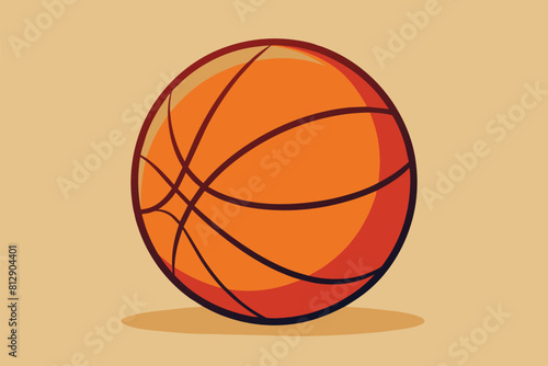 A bright orange basketball ball stands out against a plain brown background, Basketball ball Customizable Flat Illustration