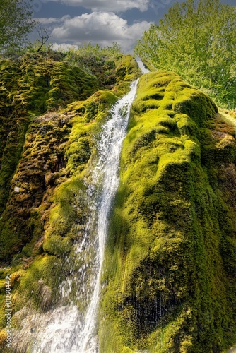 Obraz na płótnie der Moos bedeckte Wasserfall Dreimühlen w salonie
