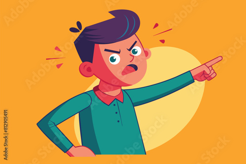 A man pointing at something with his finger in an accusatory manner, Blaming Customizable Flat Illustration