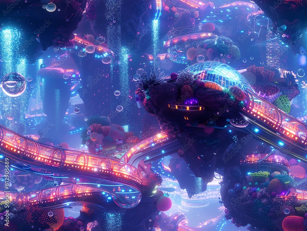 Immerse the viewer in a dazzling underwater realm blending fantastical elements with modernity Use innovative lighting methods to bring to life a utopian society beneath the waves