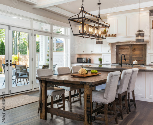 front view banner of a kitchen table in a fancy bright kitchen