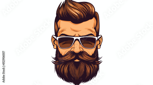 Hand drawn hipster hairstyle beard and mustache ske photo