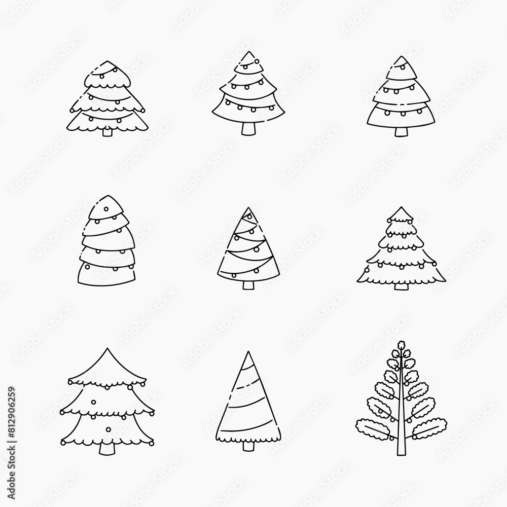 Christmas tree doodle line vector illustration Christmas tree doodle line vector illustration