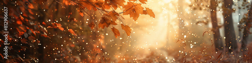 Enchanting Autumn Sunset with Golden Leaves and Sparkling Light