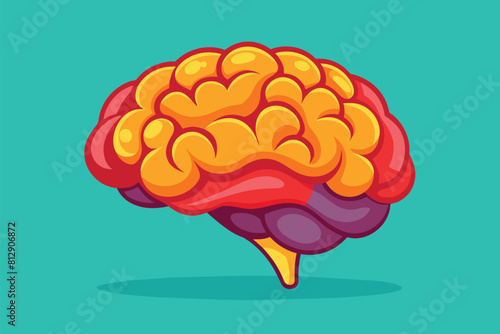 A cartoon of a brain displayed on a blue background, Brain sides Customizable Disproportionate Illustration