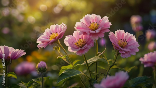 Purple Chrysanthemum in flower garden agriculture background with soft focus. And have some space for write wording 