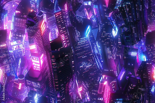 Delve into a tilted angle view of a futuristic metropolis
