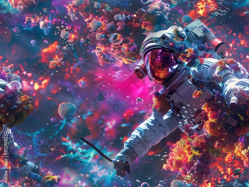 Delve into the depths of creativity with a unique vision of an astronaut navigating an otherworldly aquatic realm