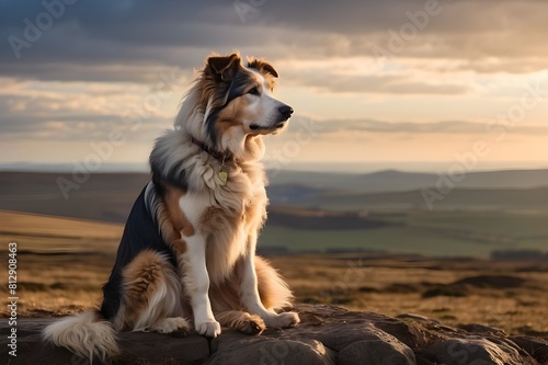 A regal sheepdog sits patiently by its owner s side  its intelligent eyes scanning the horizon for any signs of danger.