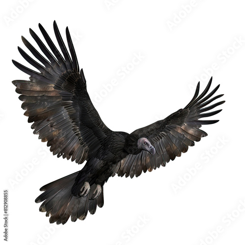 Black crow in flight (Coragyps atratus) isolated on transparent background photo