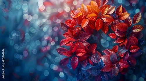 Radiant Autumn Leaves Swirl in a Glittering Botanical Abstract photo