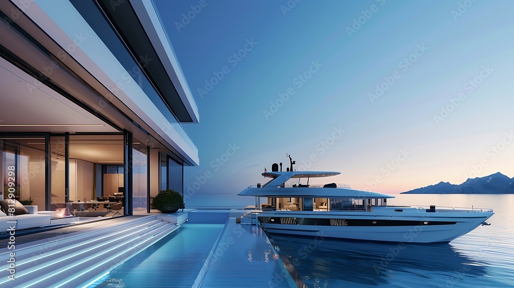 Foto de panoramic villa with yacht perfect for summer vacation villa ...