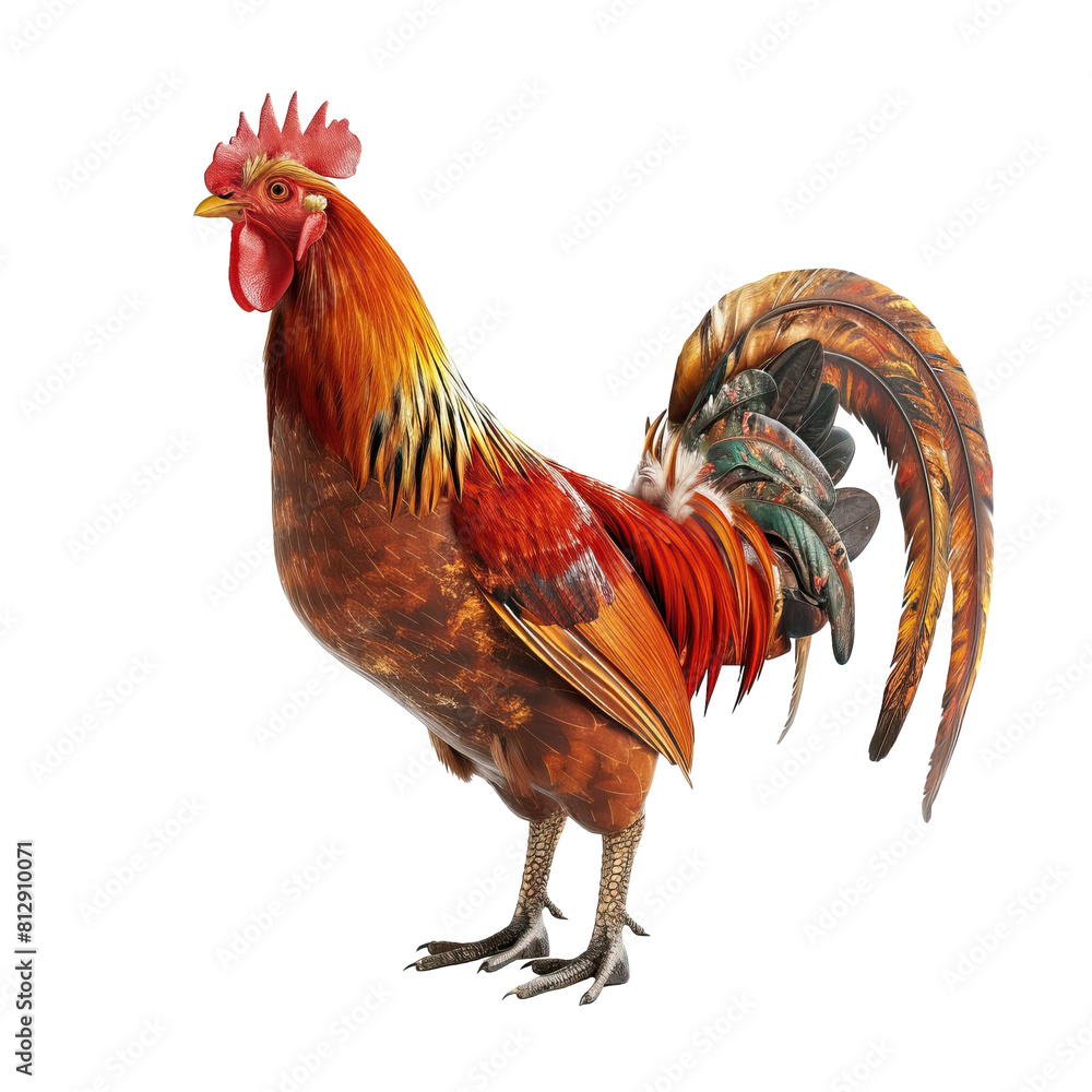 Fototapeta premium A rooster is isolated on a transparent background