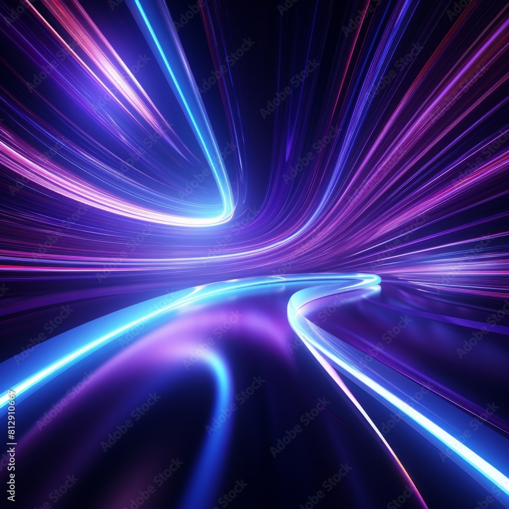 Swirling streaks of purple and blue lights illuminate a dark background, creating a dynamic and captivating visual display Swirling streaks of purple and blue lights illuminate a dark background, creating a dynamic and captivating visual display