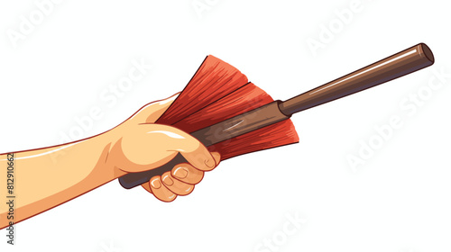 Hand holding dustpan flat vector illustration isola