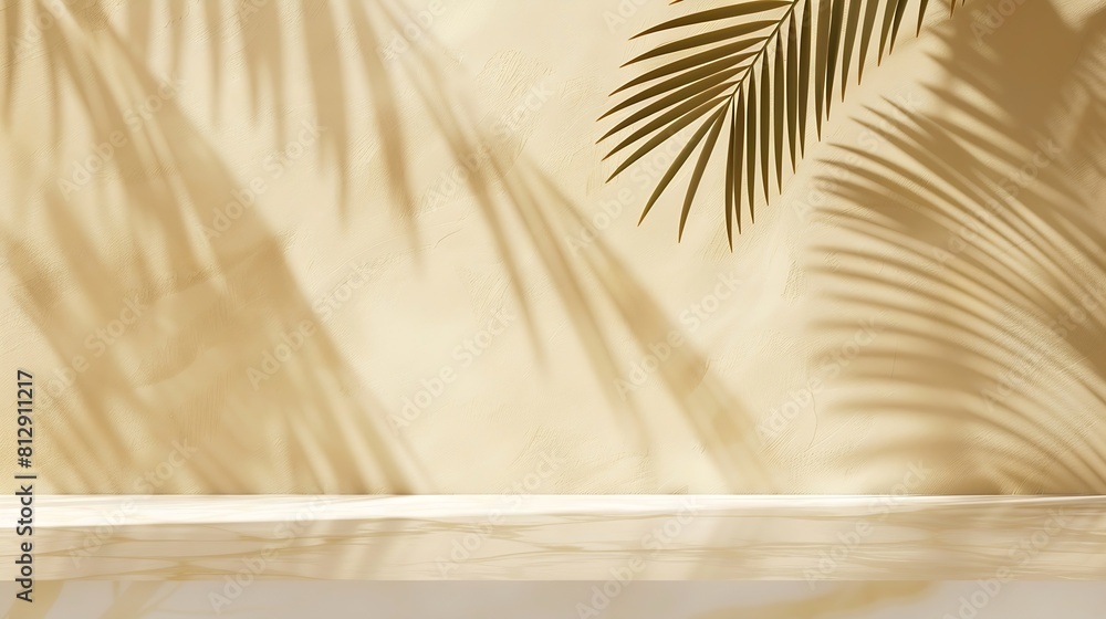Tropical palm tree shadow on cream wall and luxury marble table for product placement Natural layout design background Abstract summer light cosmetic stand mockup : Generative AI Tropical palm tree shadow on cream wall and luxury marble table for product placement Natural layout design background Abstract summer light cosmetic stand mockup : Generative AI