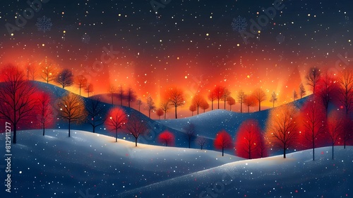 Cozy Festive Winterscape with Warm Blurred Shapes and Vibrant Holiday Cheer in Digital Style photo