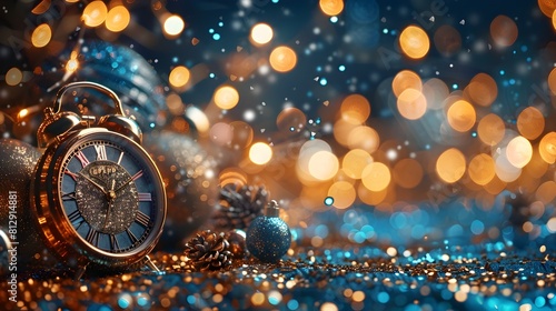 Elegant Sparkling Midnight Countdown Background for New Year 2025