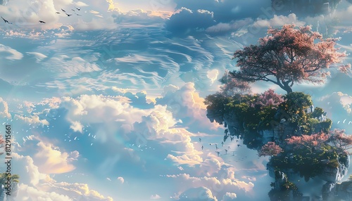 Visualize Utopian Dreams through CG 3D art with unexpected camera angles, showcasing surreal landscapes and ethereal lighting