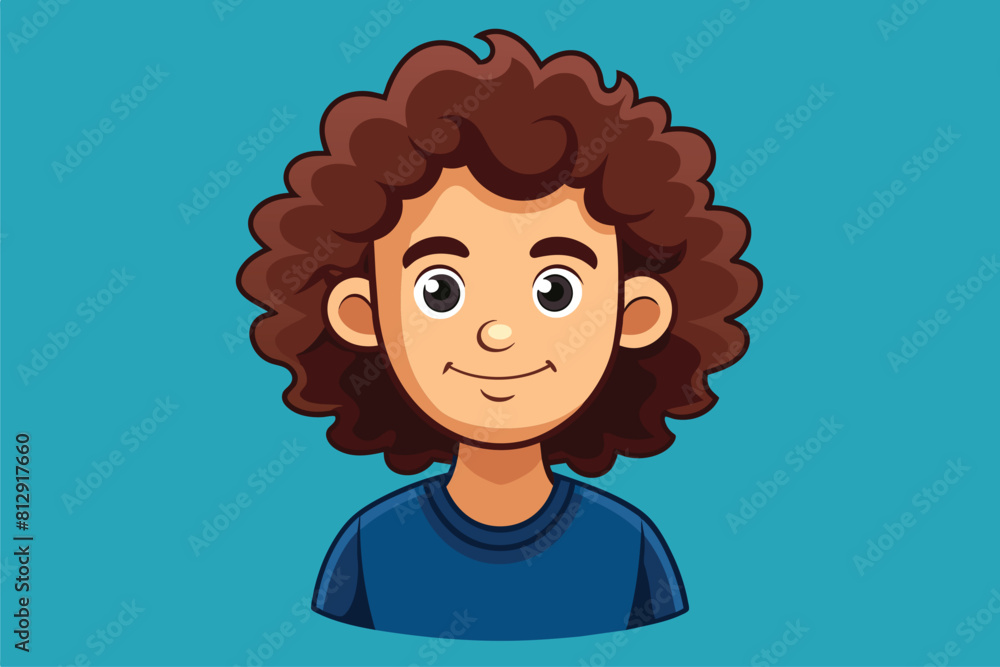 Cartoon illustration of a man with curly hair, Curly hair Customizable Cartoon Illustration Cartoon illustration of a man with curly hair, Curly hair Customizable Cartoon Illustration