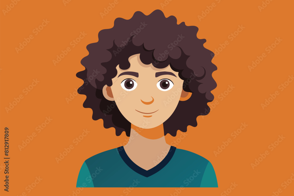 A cartoon character featuring curly hair in a vibrant and playful style, Curly hair Customizable Semi Flat Illustration A cartoon character featuring curly hair in a vibrant and playful style, Curly hair Customizable Semi Flat Illustration