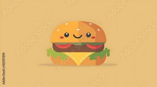 Smiling Cartoon Hamburger Character for Commercial Use photo