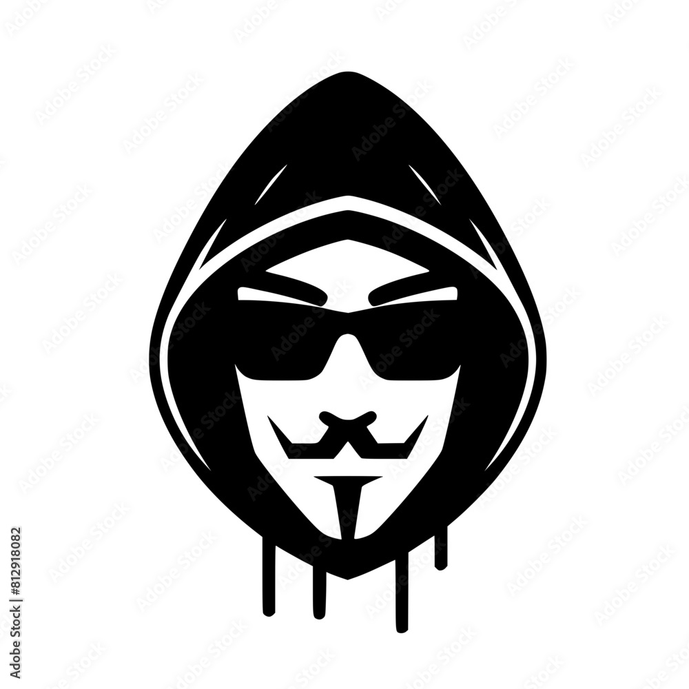 Mysterious Hooded Hacker in Black and White – Vector Illustration on Cybersecurity, Anonymity, and Digital Safety Mysterious Hooded Hacker in Black and White – Vector Illustration on Cybersecurity, Anonymity, and Digital Safety