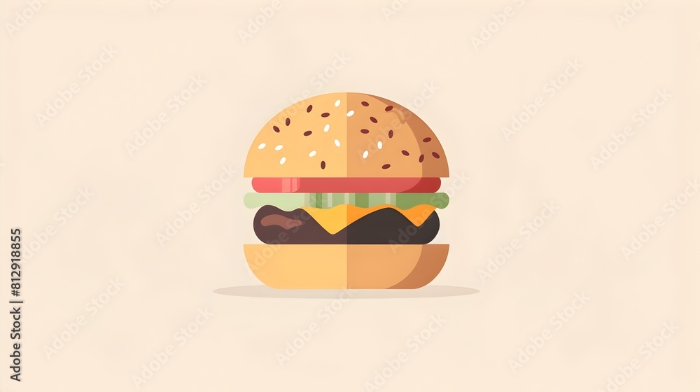 Delectable Hamburger Culinary Delight in Minimalist Flat Design description This vibrant and minimalist depicts a mouthwatering hamburger capturing Delectable Hamburger Culinary Delight in Minimalist Flat Design description This vibrant and minimalist depicts a mouthwatering hamburger capturing
