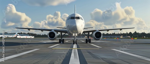airbus A320 airplane on the runway in airport, photo realistic