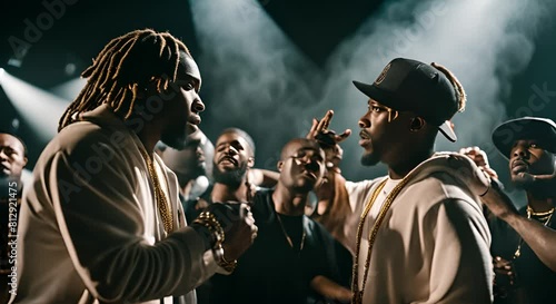 Rappers in a cockfight. Freestyle rap. photo