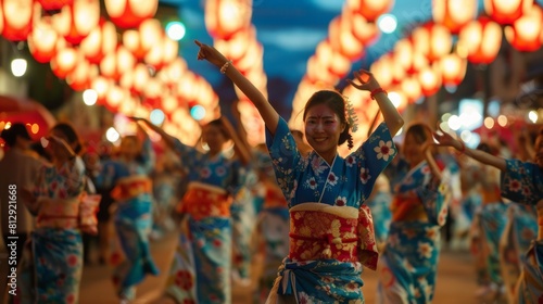 The Awa Odori Festival in Tokushima Japan one of the largest dance festivals in Japan where participants perform the traditional Awa Dance attracting photo