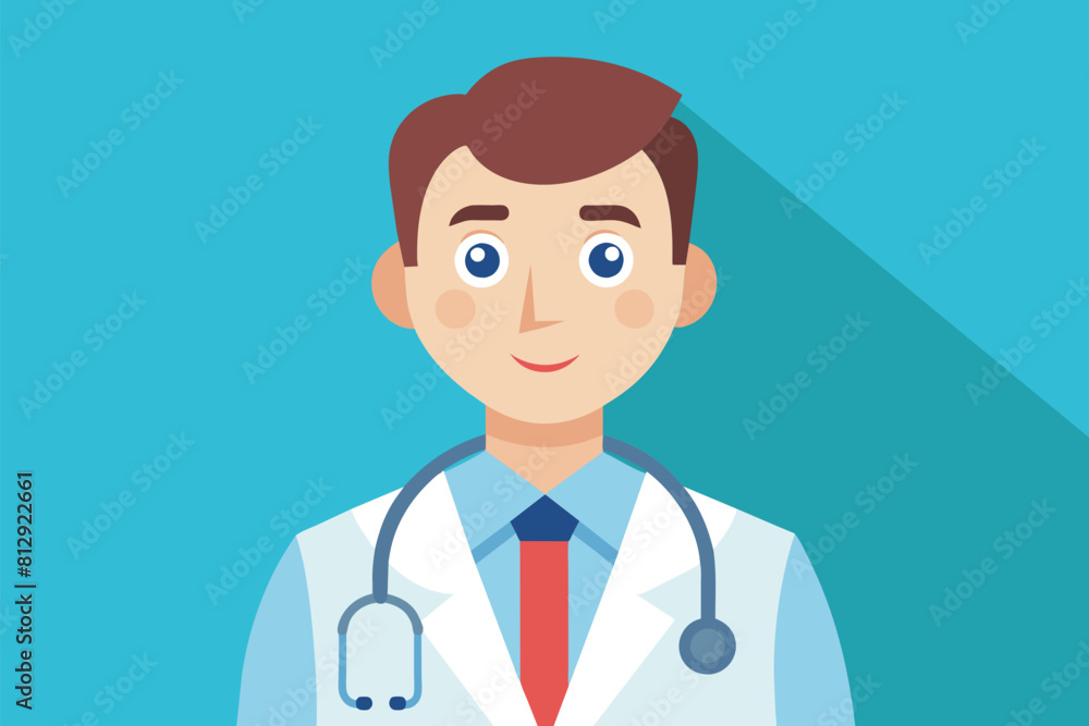A man wearing a white doctors coat, holding a stethoscope, Doctor Customizable Semi Flat Illustration A man wearing a white doctors coat, holding a stethoscope, Doctor Customizable Semi Flat Illustration