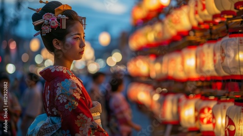 The Kyoto Gion Festival in Japan a month-long celebration with elaborate float processions known as Yamaboko Junko showcasing the craftsmanship and cu photo