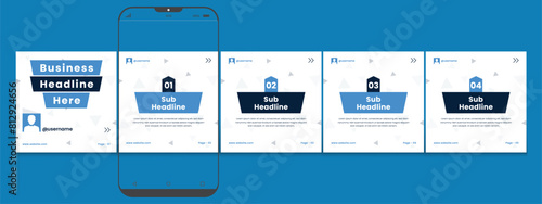 Set of LinkedIn carousel post, social media Instagram carousel post, modern and editable business carousel template design