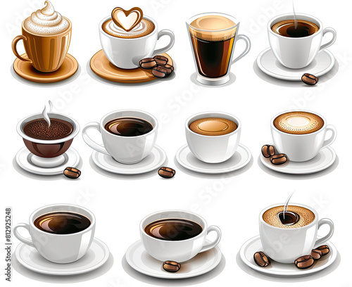 Set of 3D icon coffee isolated