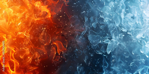 Ice and fire abstract fusion background - Ai Generated