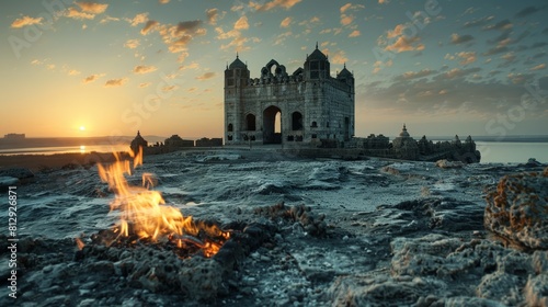The Ateshgah Fire Temple in Azerbaijan a historic temple near Baku that was used as a place of worship by Zoroastrians Hindus and Sikhs famous for its photo