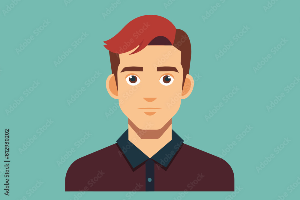 A man with red hair is wearing a black shirt, Fine Customizable Disproportionate Illustration A man with red hair is wearing a black shirt, Fine Customizable Disproportionate Illustration