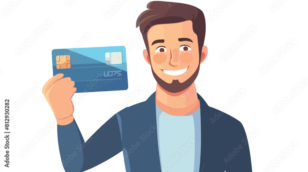 illustration of man showing credit card vector illu